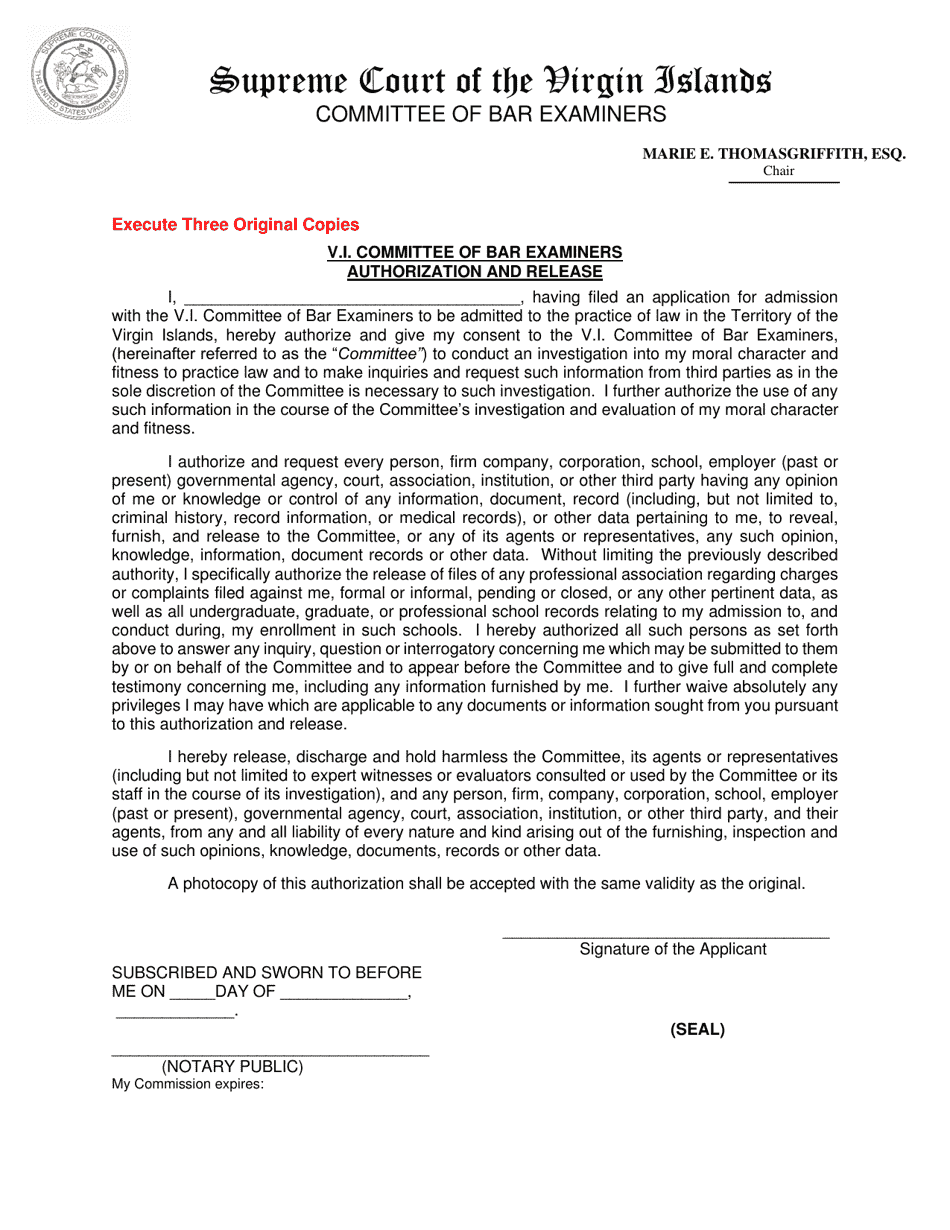 Application for Special Admission to the Virgin Islands Bar - Virgin Islands, Page 11