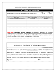 Application for Special Admission to the Virgin Islands Bar - Virgin Islands, Page 8