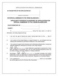 Application for Special Admission to the Virgin Islands Bar - Virgin Islands, Page 9