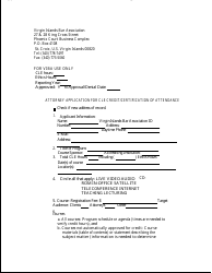 Document preview: Attorney Application for Cle Credit/Certification of Attendance - Virgin Islands