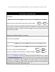 Application for Admission to the Virgin Islands Bar - Virgin Islands, Page 2