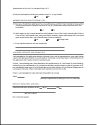Questionnaire for an Attorney Seeking Admission Pro Hac Vice Before the Supreme Court of the Virgin Islands and the Superior Court of the Virgin Islands - Virgin Islands, Page 3
