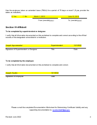 Sample Documentation Worksheet for Determining Certificate Validity - Pennsylvania, Page 4