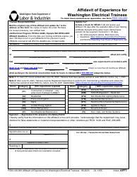 Document preview: Form F500-149-000 Affidavit of Experience for Washington Electrical Trainees - Washington