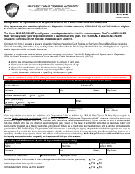 Document preview: Form 6256 Designation of Spouse and/or Dependent Child for Health Insurance Contributions - Kentucky