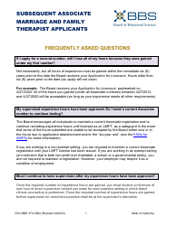 Form DCA BBS37A-590A Application for Subsequent Associate Marriage and Family Therapist (Amft) Registration - California, Page 5