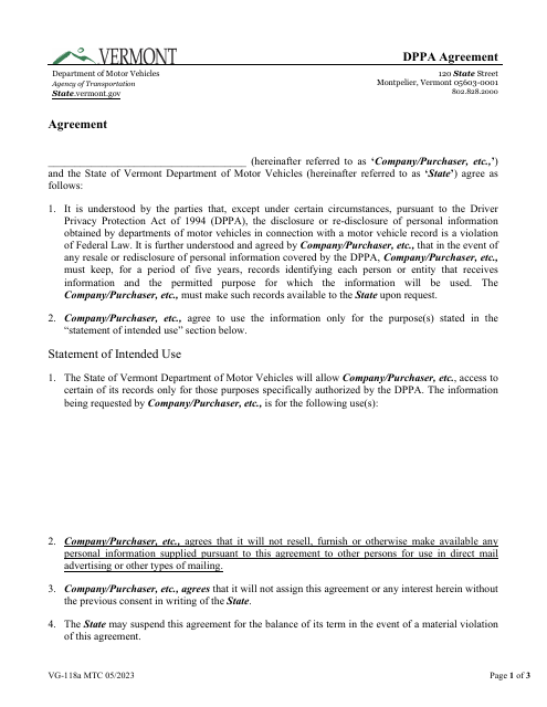 Form VG-118A - Fill Out, Sign Online and Download Fillable PDF, Vermont ...