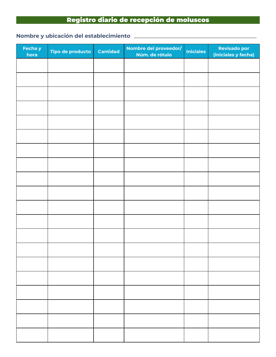 Formulario CR-011403 Registros Diarios De Recepcion De Mariscos - South Carolina (Spanish), Page 2