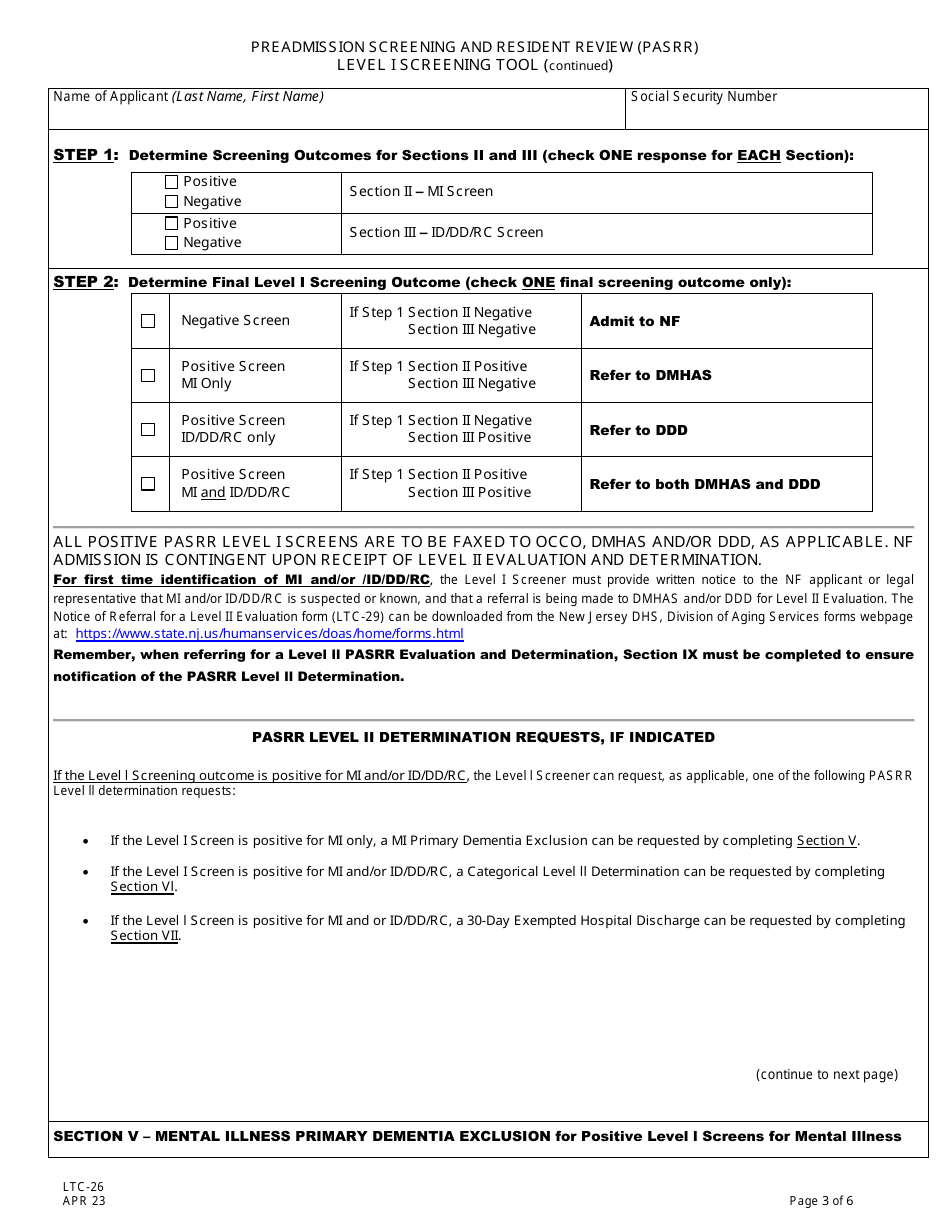 Form Ltc 26 Download Printable Pdf Or Fill Online Preadmission