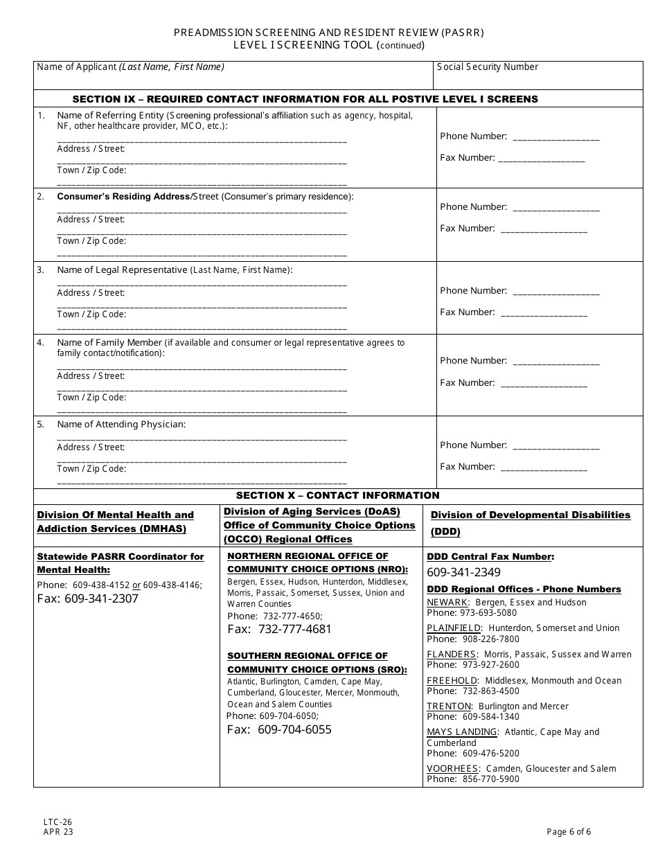 Form LTC-26 Download Printable PDF Or Fill Online Preadmission ...