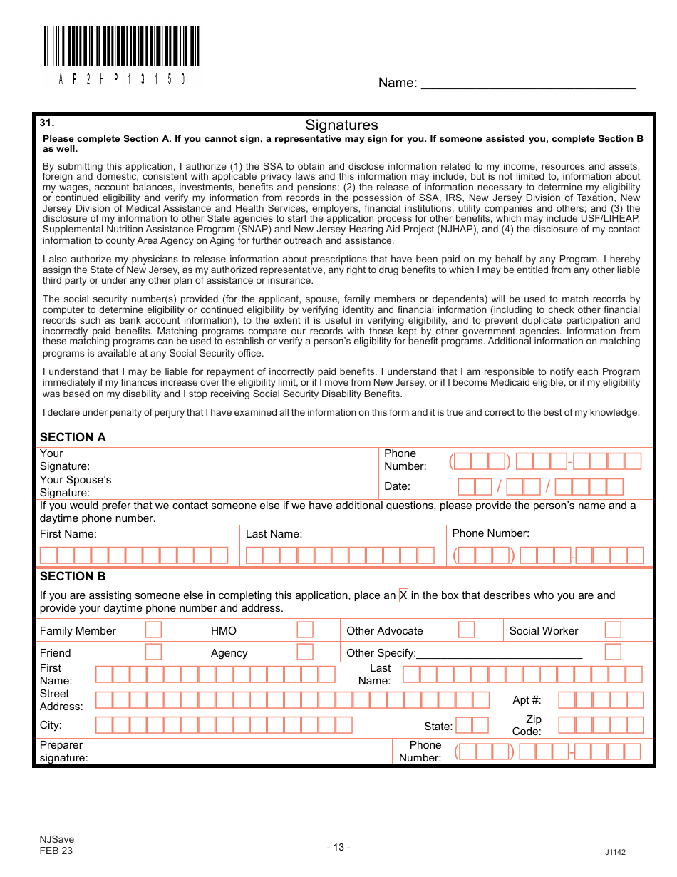 Form J1142 Njsave Application - New Jersey, Page 17