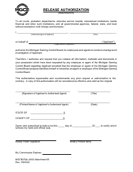 Document preview: Form MGCB-RAL-4043 Attachment B Release Authorization - Michigan