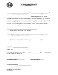 Document preview: Form MGCB-RAL-4043 Attachment C Verifying Affidavit - Michigan