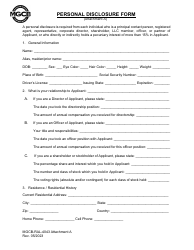 Form MGCB-RAL-4043 Attachment A Personal Disclosure Form - Michigan