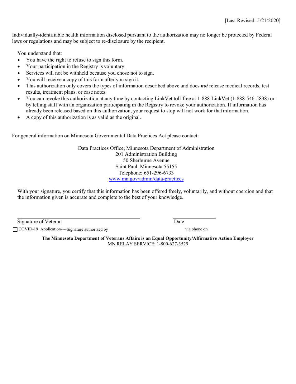 Homeless Veteran Registry Release of Information - Minnesota, Page 3