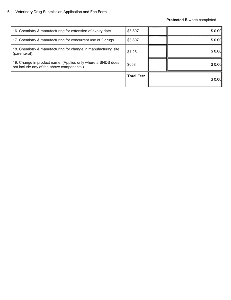 Veterinary Drug Submission Application and Fee Form - Canada, Page 6