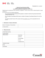 Document preview: Veterinary Drug Submission Application and Fee Form - Canada, 2024