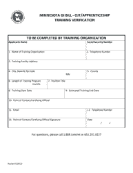 Document preview: Minnesota Gi Bill - Ojt/Apprenticeship Training Verification - Minnesota