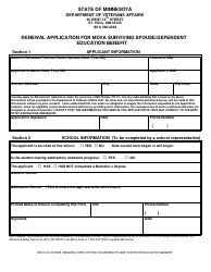 Document preview: Form MDVA-3A Renewal Application for Mdva Surviving Spouse/Dependent Education Benefit - Minnesota