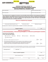 Document preview: Form AR1000RC5 Certificate for Individuals With Developmental Disabilities - Arkansas