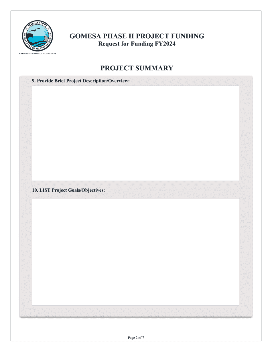 Request for Funding - Gomesa Phase II Project Funding - Mississippi, Page 2