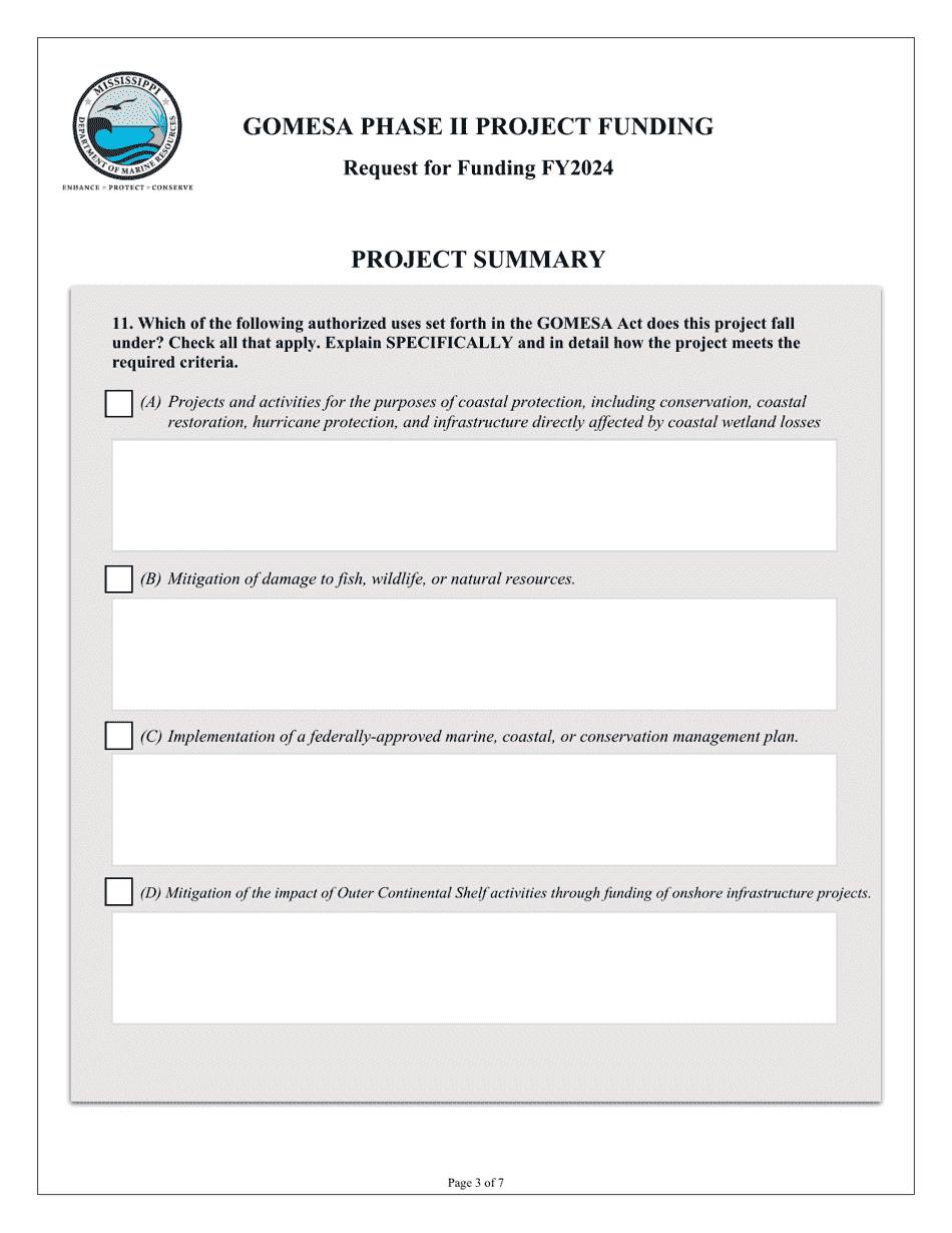 Request for Funding - Gomesa Phase II Project Funding - Mississippi, Page 3