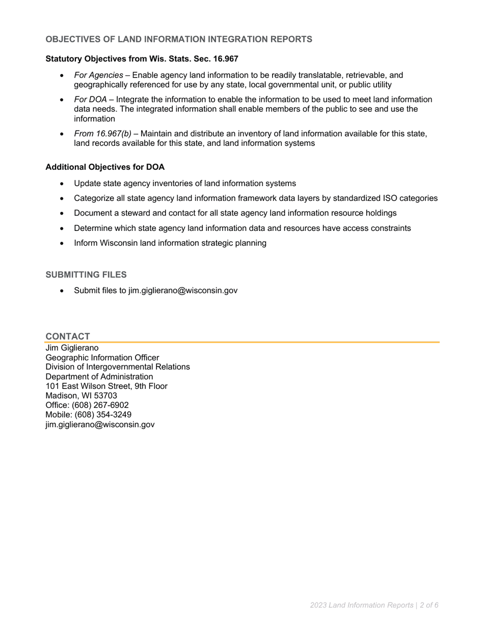 Instructions for State Agency Land Information Integration Reports - Wisconsin, Page 2