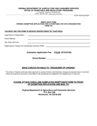 Form OCRP-100 Remittance Form - Virginia Exemption Application for a Charitable or Civic Organization - Virginia