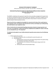 Document preview: Automated Drug Dispensing System Inspection for Reproductive Healthcare Centers Inspection Form - Nevada