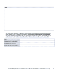 Automated Drug Dispensing System Inspection for Reproductive Healthcare Centers Inspection Form - Nevada, Page 5