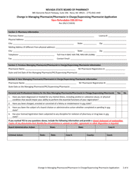 Change in Managing Pharmacist/Pharmacist in Charge/Supervising Pharmacist Application - Nevada, Page 2