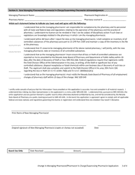 Change in Managing Pharmacist/Pharmacist in Charge/Supervising Pharmacist Application - Nevada, Page 3