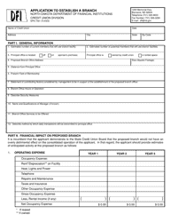 Document preview: Form SFN7391 Application to Establish a Branch - North Dakota