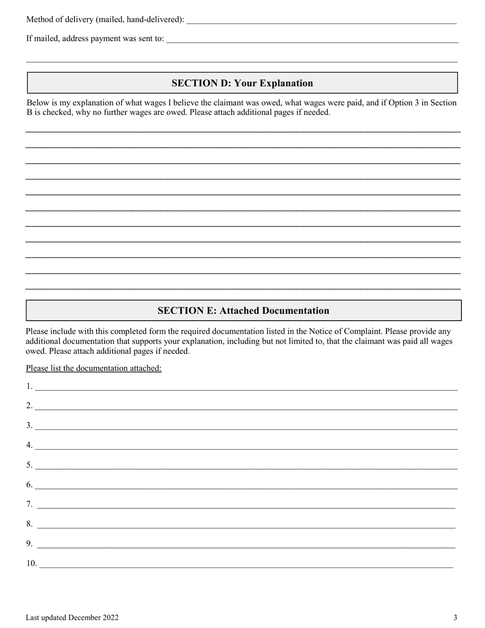 Employer Response Form - Colorado, Page 3