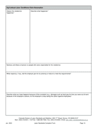 Labor Standards Complaint Form - Colorado, Page 13