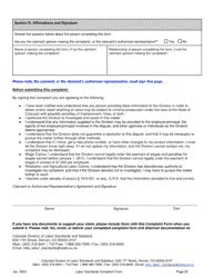 Labor Standards Complaint Form - Colorado, Page 25