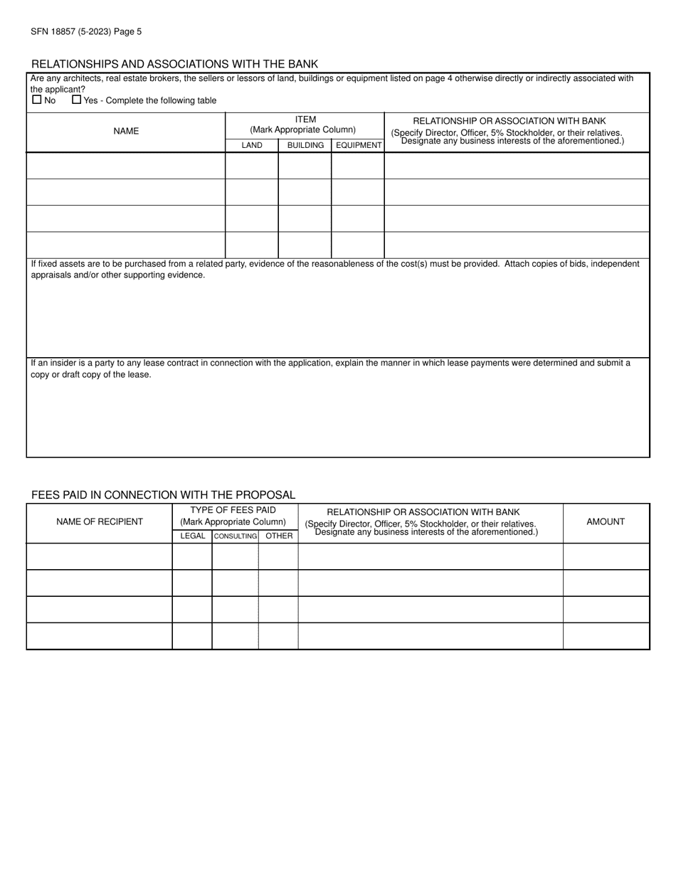 Form SFN18857 Application to Move Main Office or Facility (branch) - North Dakota, Page 5