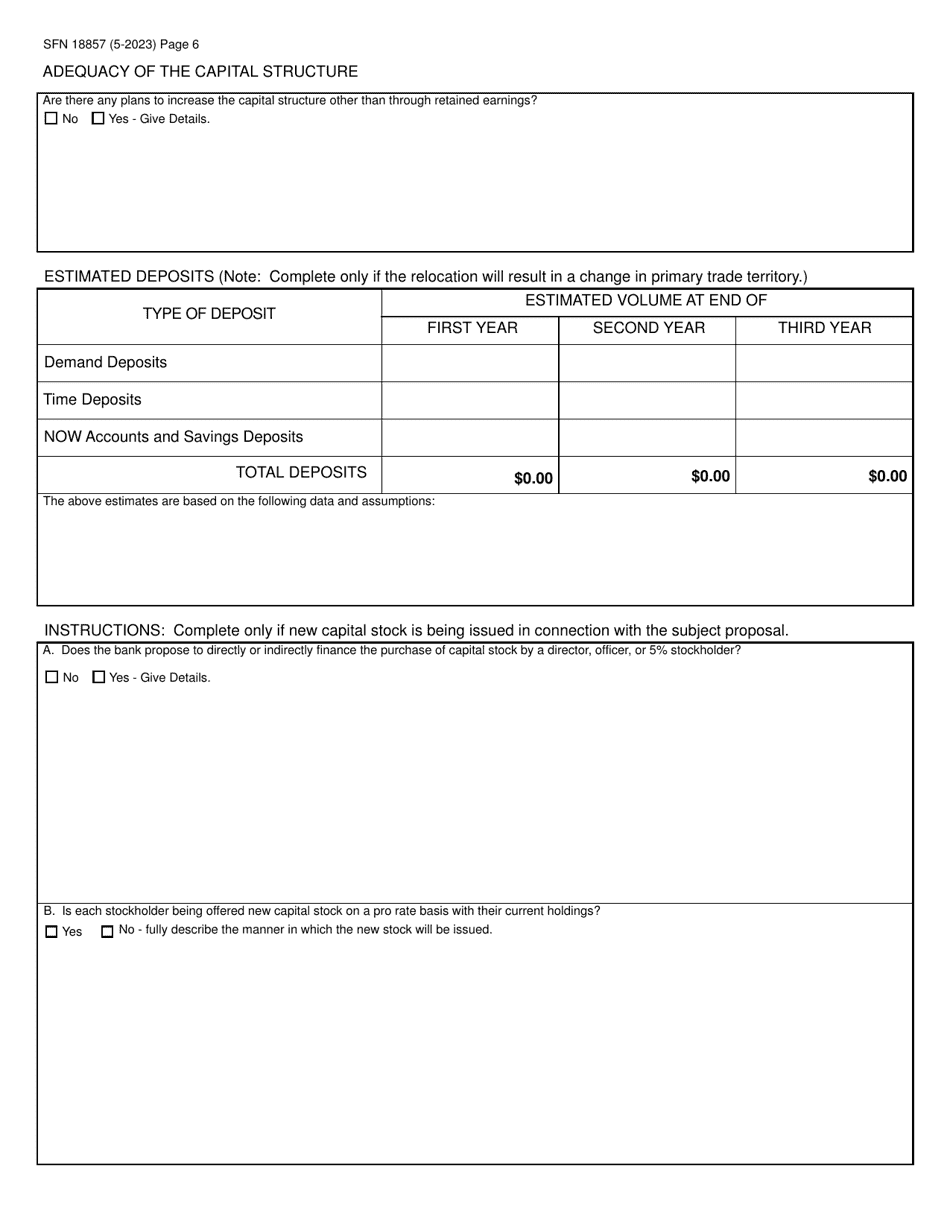 Form SFN18857 Application to Move Main Office or Facility (branch) - North Dakota, Page 6