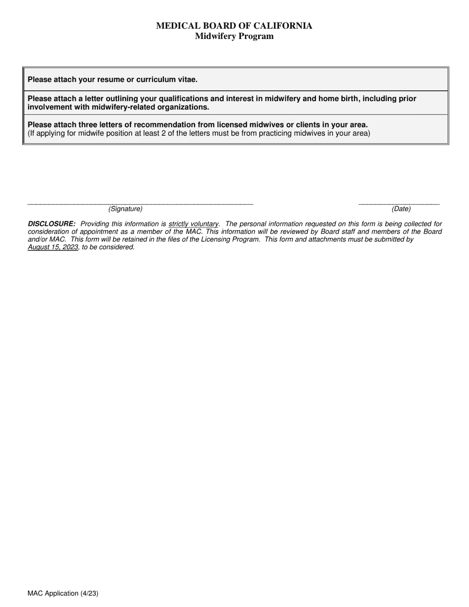 Midwifery Advisory Council Member Application - California, Page 2