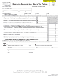 Document preview: Form 52 Nebraska Documentary Stamp Tax Return - Nebraska