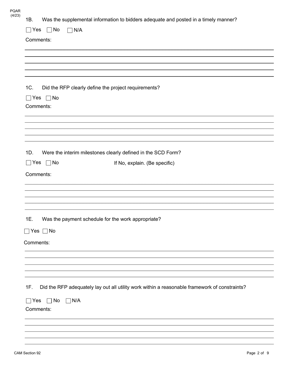 Form PQAR DB Project Quality Assurance Report for Design Build Contracts - New York, Page 2