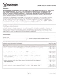 Document preview: Form TR OP352 Title VI Program Review Checklist - Illinois