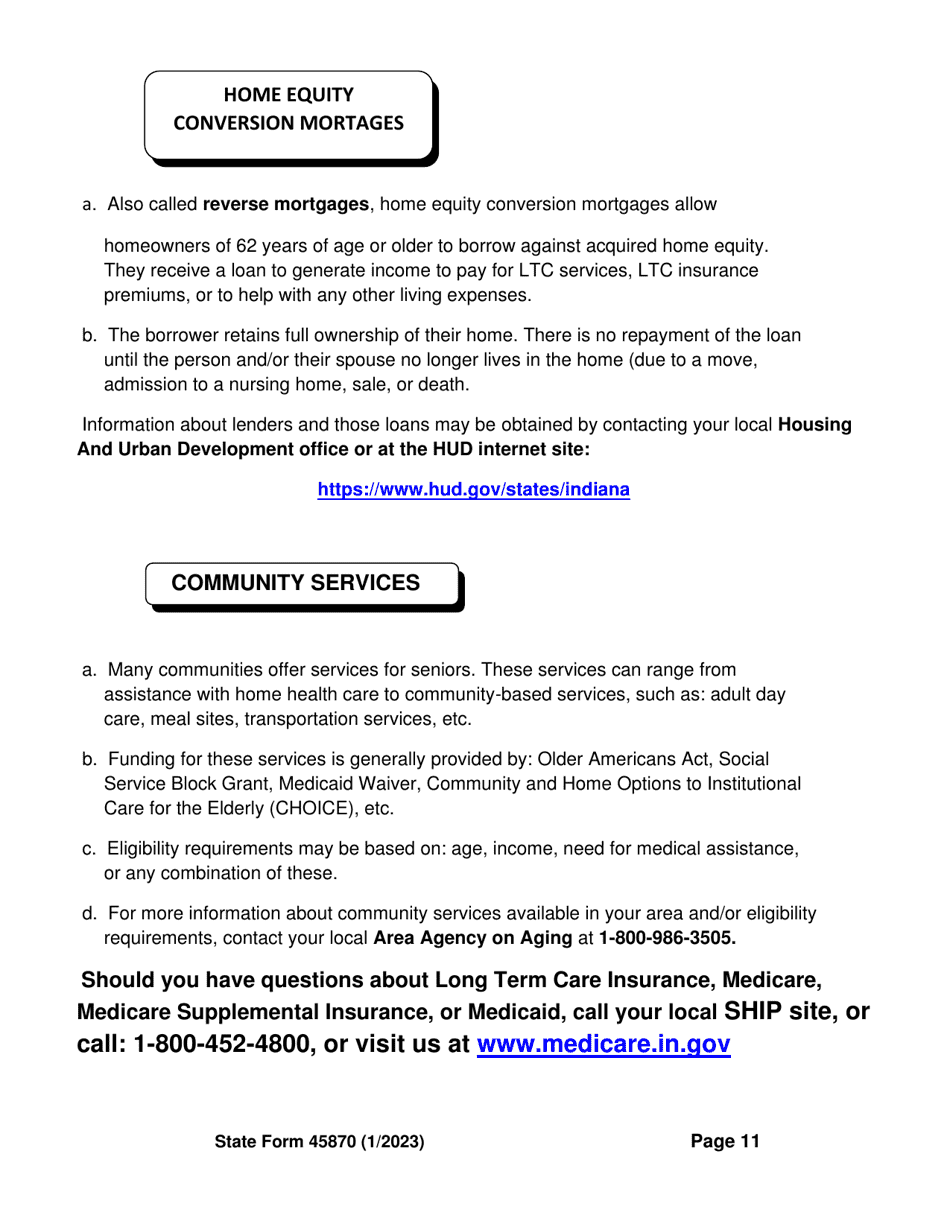 State Form 45870 Self-assessment Guide for Long Term Care Insurance - Indiana, Page 13