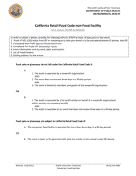 Document preview: Declaration of Non-profit Sponsor/Declaration of for-Profit Temporary Food Facility (Tff) - City and County of San Francisco, California