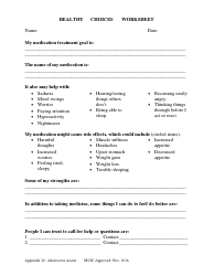 Document preview: Appendix 2C Healthy Choices Worksheet - Adolescent Assent - City and County of San Francisco, California