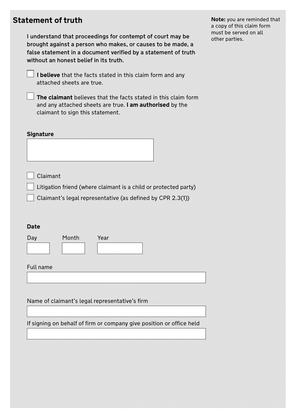 Form ADM1A Claim Form (Admiralty Claim) - United Kingdom, Page 3