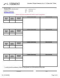 Form VX-110 Consumer&#039;s Repair Summary for a &quot;3-times-Out&quot; Claim - Vermont