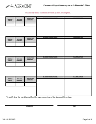 Form VX-110 Consumer&#039;s Repair Summary for a &quot;3-times-Out&quot; Claim - Vermont, Page 2