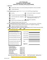 Document preview: Residential Building Permit - Checklist for Initial Application Review - City of McAllen, Texas