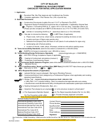 Document preview: Commercial Building Permit - Checklist for Initial Application Review - City of McAllen, Texas